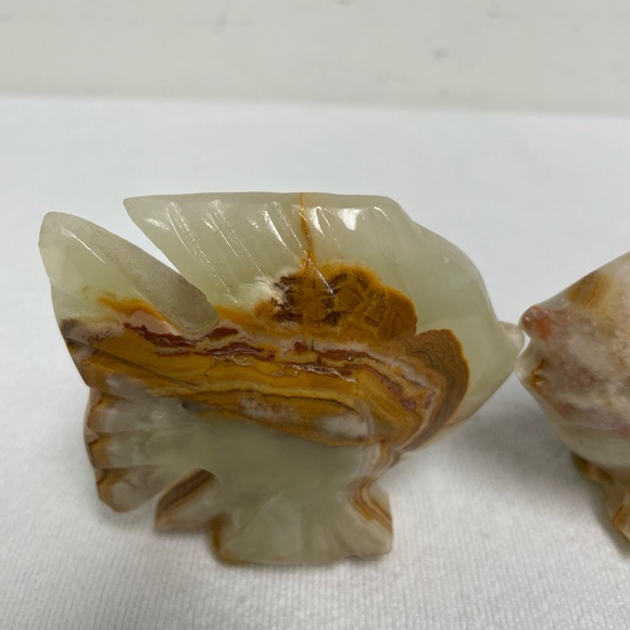 Vintage Marble Kissing Fish Figurine Hand Carved Onyx Stone Marine Decor  3” - Picture 2 of 10